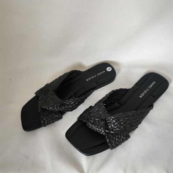Marc Fisher Shoes - NWOB Marc Fisher Black Braided Woven Flasket Sandals 7